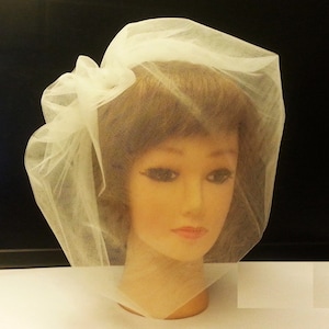 Tulle Birdcage veil . Double fold. Blusher veil 15 inch. Tulle  Net Veil. Wedding Bridal birdcage veil with  Top comb without  raw  Edge.
