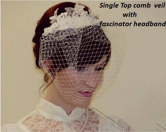 Birdcage veil Blusher Veil, Birdcage veil with Lace  Fascinator Aliceband Hair Accessory,wedding veil, Bridal hair piece wedding hairpiece