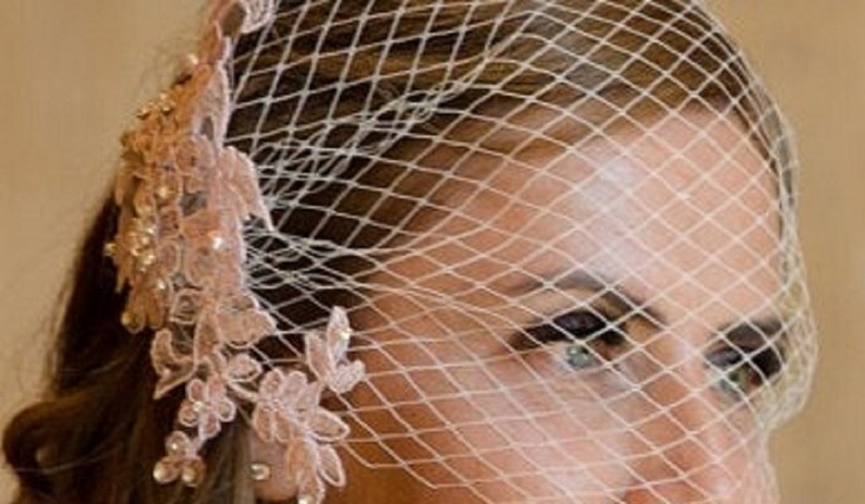 Bridal blush Pink fascinator veil