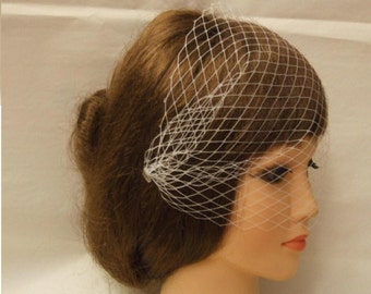 Birdcage veil Bandeau Style Blusher veil.  9" Bridal birdcage veil  Headband French/Russian net veil, White,Ivory,Black...Veil Hair acessory