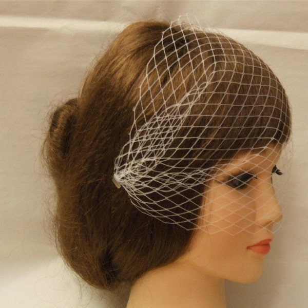 Birdcage veil Bandeau Style Blusher veil.  9" Bridal birdcage veil  Headband French/Russian net veil, White,Ivory,Black...Veil Hair acessory