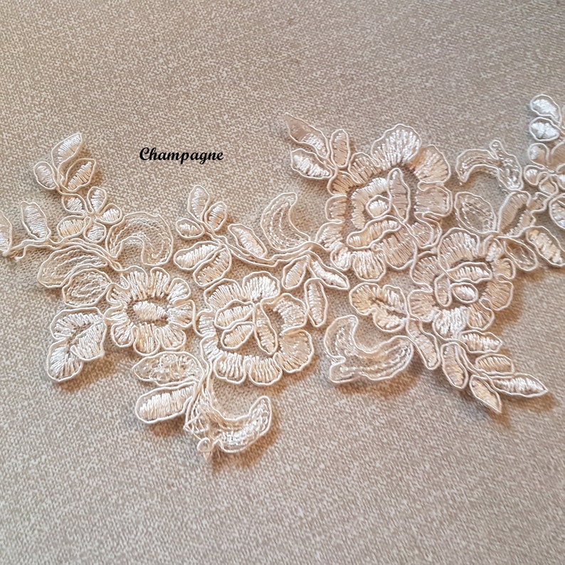 Champagne Birdcage veil  l with a floral design. The lace is delicate and intricate, with small flowers and leaves. The lace is perfect for adding a touch of elegance