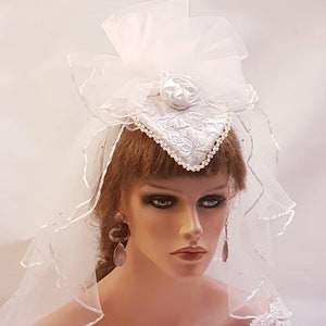Bridal Hat veil Wedding Bridal Veil Hat  fascinator White,Ivory,bridal accessories Hairclip,vintage inspired 1920s Hat veil