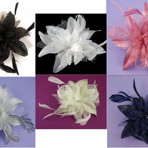 Flower fascinator, Feather  Fascinator, flower hair comb, Wedding,bridesmaid, Race, PromHair fascinator. hair piece. wedding hair accessory