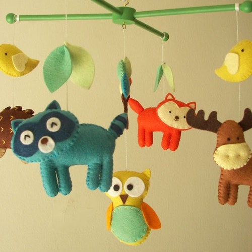 Baby Mobile Forest Nursery Mobile Woodland Animals Baby Mobile Etsy
