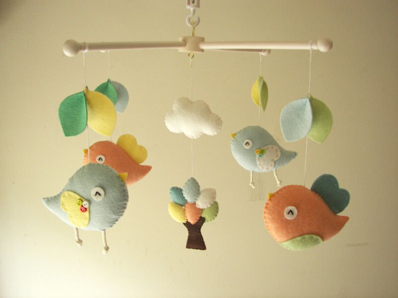 Baby crib mobile Bird mobile felt mobile nursery mobile