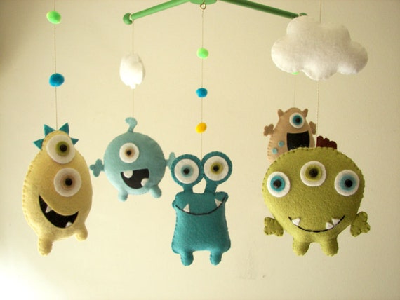 Monster Mobile Baby Mobile Monster Crib Mobile Monster Etsy