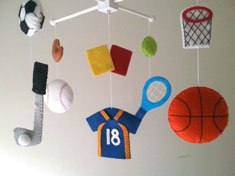 Baby crib mobile Sports mobile Boy mobile felt mobile Etsy
