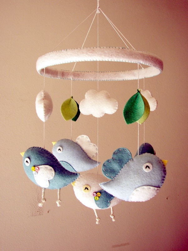 Baby crib mobile Bird mobile felt mobile nursery mobile Etsy
