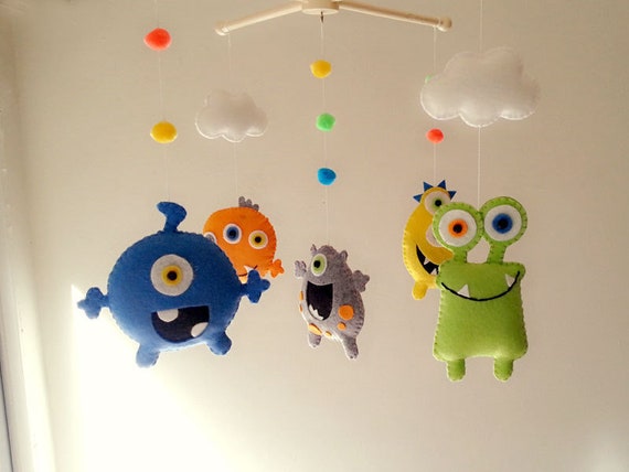 Monster Mobile Baby Mobile Monster Crib Mobile Monster Etsy