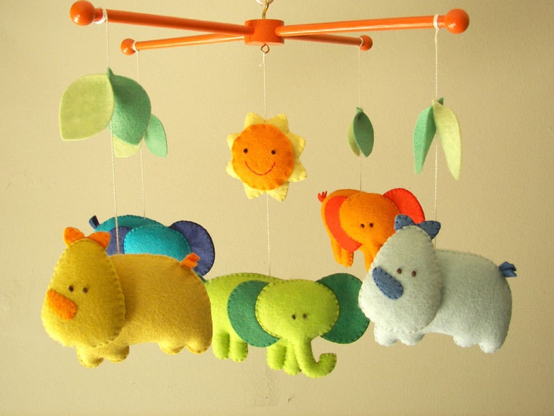 Baby animal mobile safari nursery mobile Zoo mobile Felt Etsy