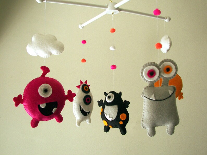 Baby crib mobile Monster mobile Alien mobile felt mobile Etsy
