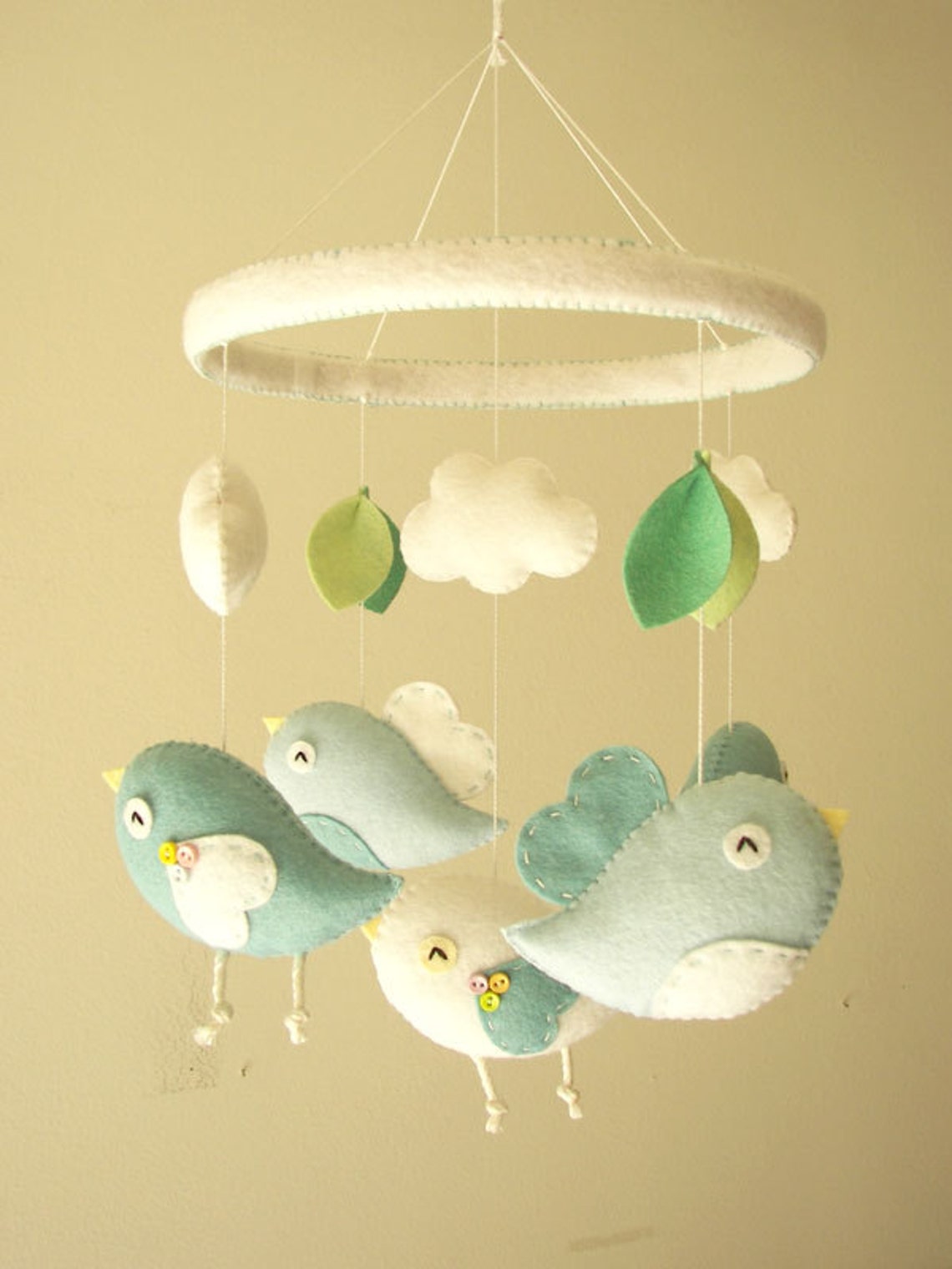 Bird baby mobile Cloud nursery mobile Bird nursery decor Etsy