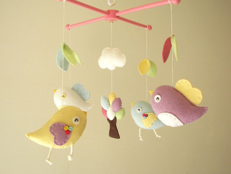 Baby Crib Mobile Bird Mobile Felt Mobile Nursery Mobile Etsy