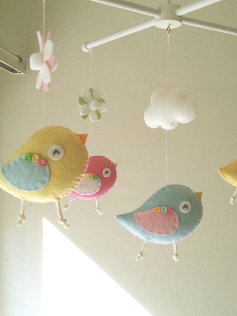 Bird mobile Baby mobile Bird nursery decor Crib mobile Etsy