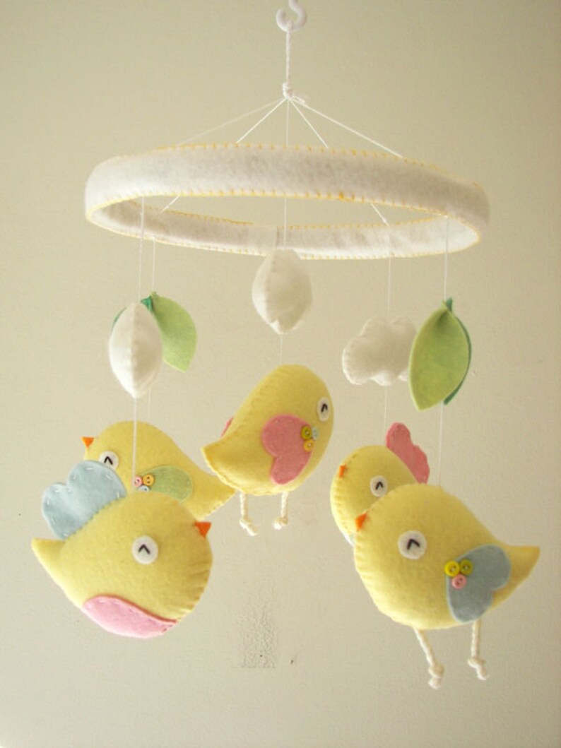 Baby Crib Mobile Bird Mobile Felt Mobile Nursery Mobile Etsy