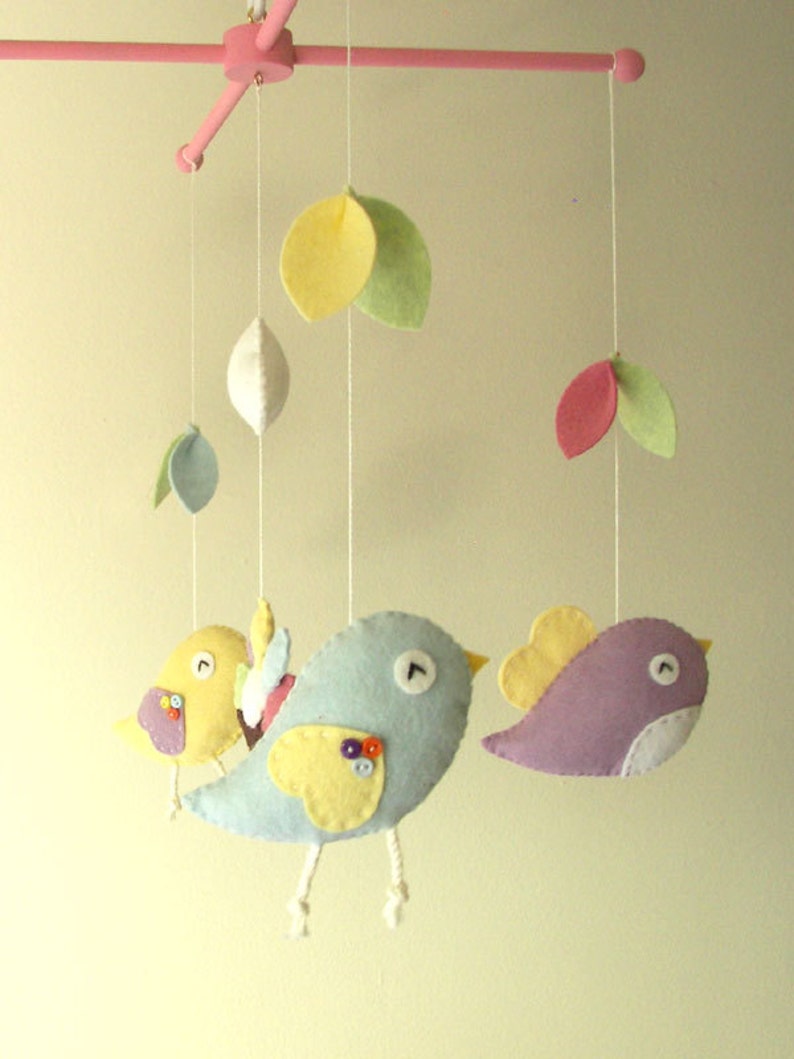 Baby Crib Mobile Bird Mobile Felt Mobile Nursery Mobile Etsy