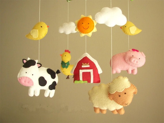 Farm Mobile Barnyard Nursery Sheep Mobile Baby Mobile Crib Etsy