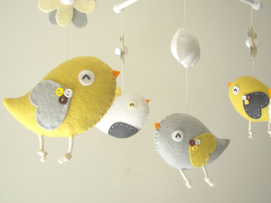 Bird Baby Mobile Cloud Nursery Mobile Bird Nursery Decor Etsy