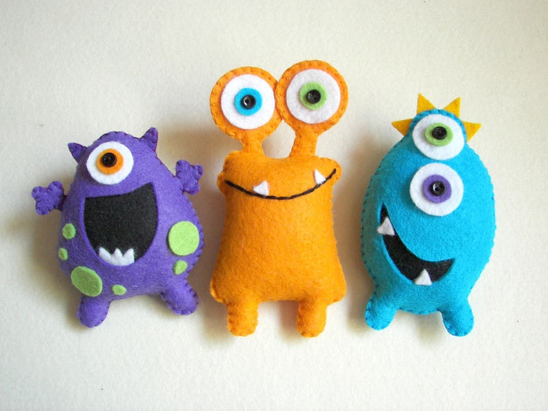Monster Plush Toys Felt Cute Monster Ornaments Monster Room Etsy UK