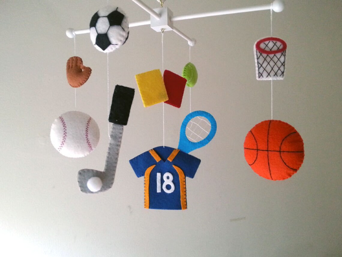 Baby crib mobile Sports mobile Boy mobile felt mobile Etsy