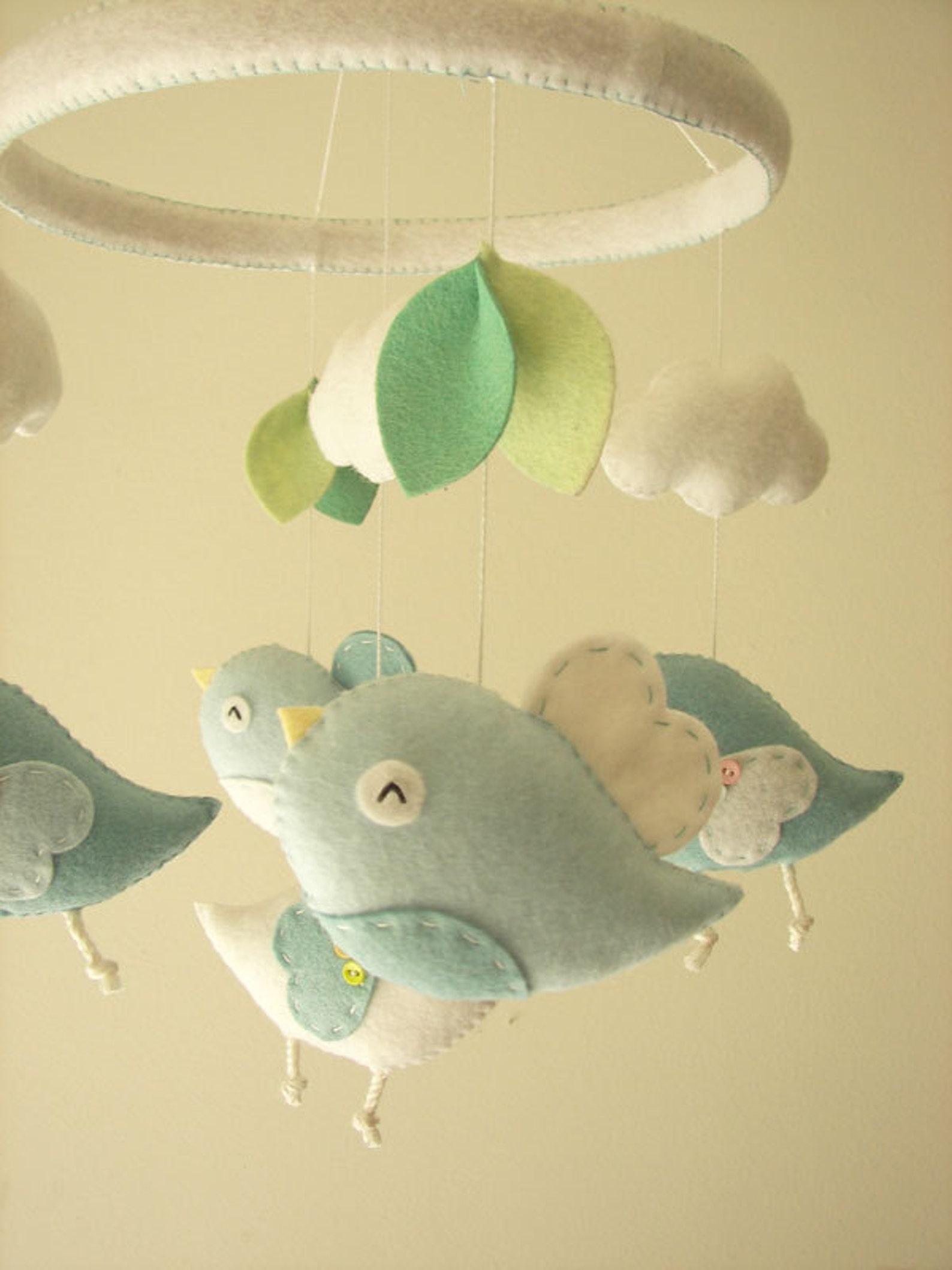 Bird baby mobile Cloud nursery mobile Bird nursery decor Etsy