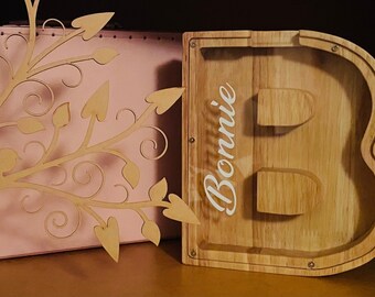Personalised Wooden Letter Money Box