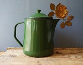 3 litre Vintage Green Enamel Kettle Large Classic Teapot Home Kitchen Decor USSR era