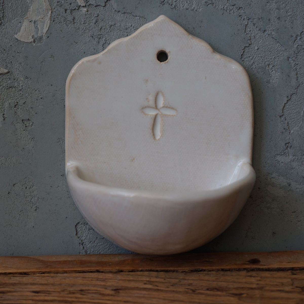Ceramic HOLY WATER FONT: Baptism Gift