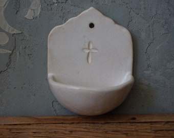 Ceramic HOLY WATER FONT / Baptism Gift / Miniature Home Decor / Air plant Planter