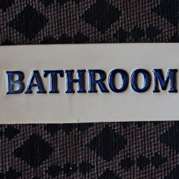BATHROOM Sign / WC sign / Ceramic Sign / Bathroom sign / Door plaque / Cobalt Blue