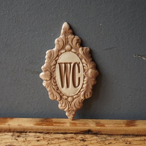 WC sign / Ceramic Sign / Bathroom sign / Door plaque / Light Brown