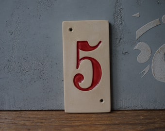 Ceramic Door Number 5  / Address number Tile / Home décor