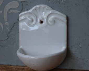 Ceramic HOLY WATER FONT / White Confirmation gift