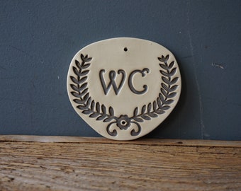 WC sign / Ceramic Sign / Bathroom sign / Door plaque