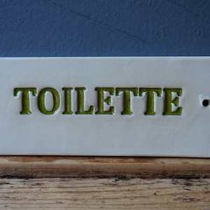 TOILETTE Sign / WC sign / Ceramic Sign / Bathroom sign / Door plaque / Geen