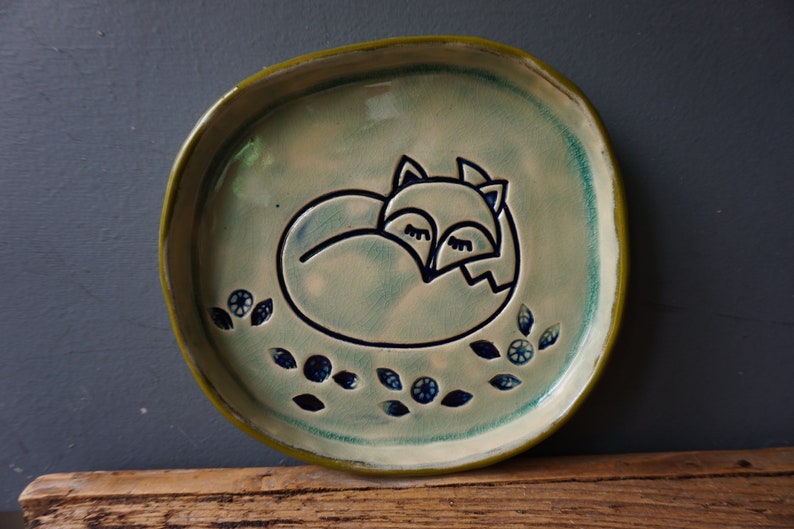 Ceramic Dish Sleeping FOX / Ceramic FOX / Bathroom dish / Jewelry dish / Christening Dish / Ring Dish image 7