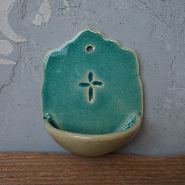 Ceramic HOLY WATER FONT / Miniature Home Decor / Baptism Gift / Air plant Planter