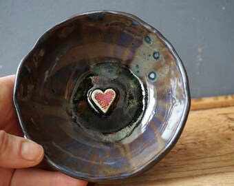 Black Ceramic Bowl with Heart