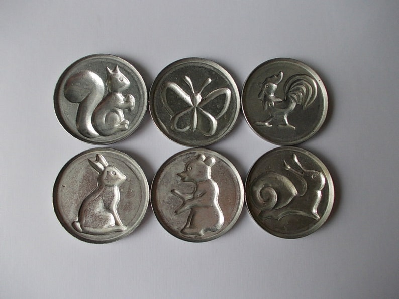 6 Baking ANIMAL Molds Vintage Mold Aluminum Cake Mold Biscuit Mold Made in USSR Sea Shell