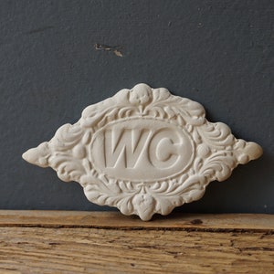 WC sign / Ceramic Sign / Bathroom sign / Door plaque White image 1