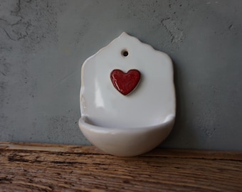 Ceramic HOLY WATER FONT / Baptism Gift / Miniature Home Decor / Air plant Planter