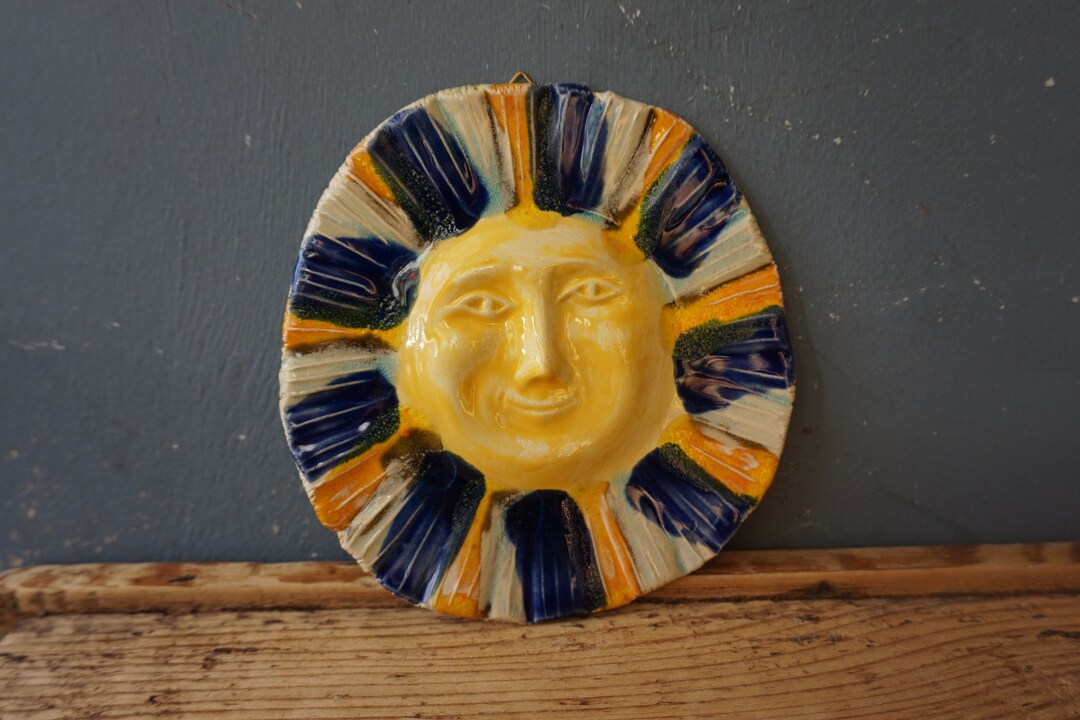 Ceramic SUN Wall Decor / Vintage Sun Family Chime / Ceramic Ornament