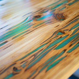 Glow in the Dark Epoxy Resin Pecky Cypress Table Handcrafted Luminous River Table for Unique Home Decor and Ambient Lighting image 6