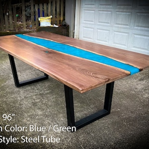 Custom Epoxy Resin Walnut River Table