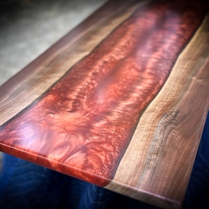 Custom Walnut Epoxy Resin River Bench