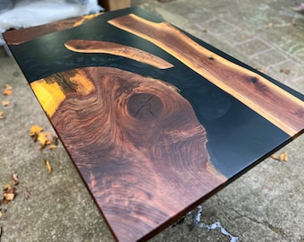 Ready to Ship | Walnut Epoxy River Desk Top | Sit Stand Desk Top | Live Edge Wood Desk | Home Office Desk | 30x48 Handmade | Ships This Week