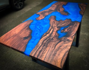 Custom Beefwood Epoxy Resin Desk: Handmade Office Desk