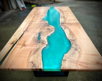 Unique Epoxy Resin Hardwood Office Desk