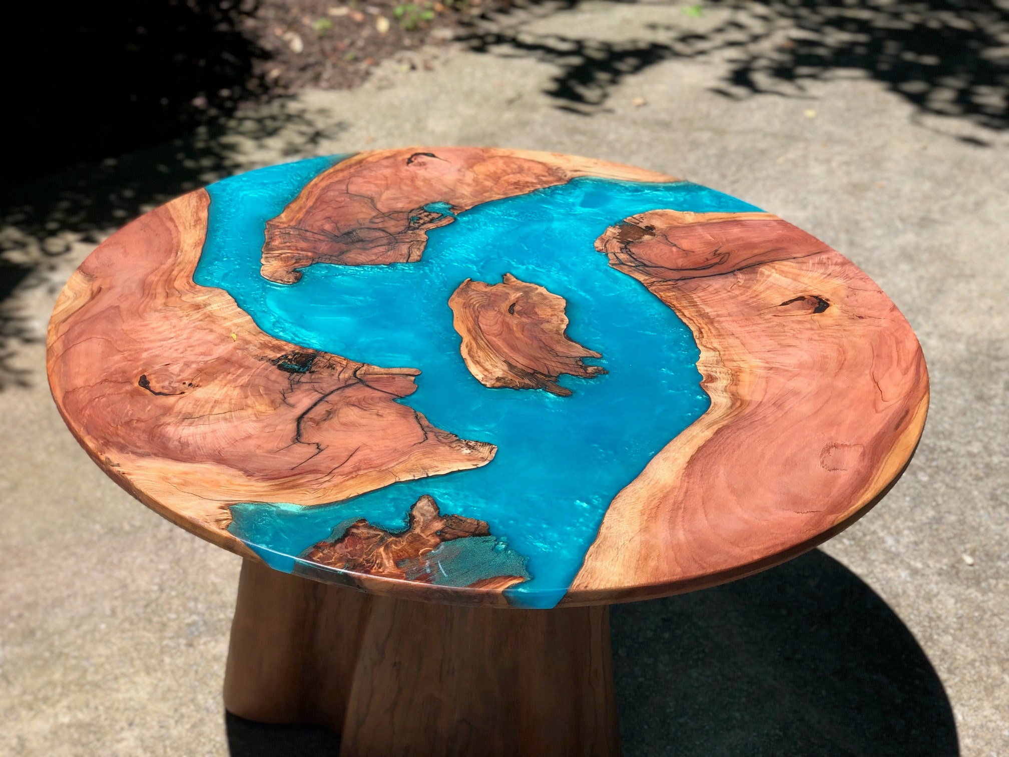 Handcrafted Redwood Live Edge Epoxy Resin Patio Table Etsy